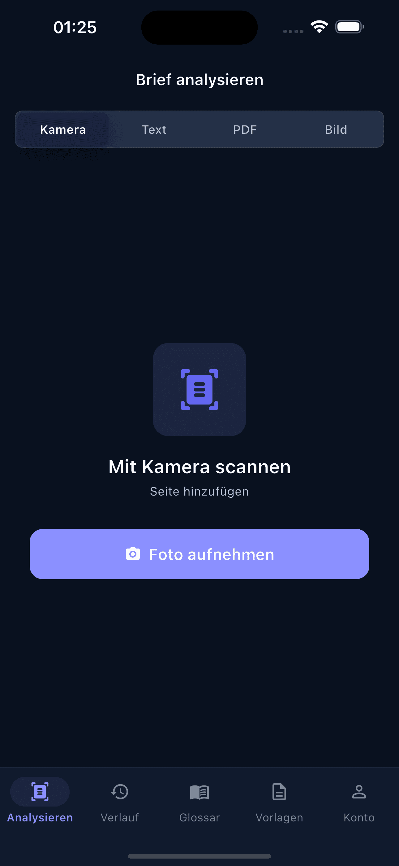 BriefBot analyze screen