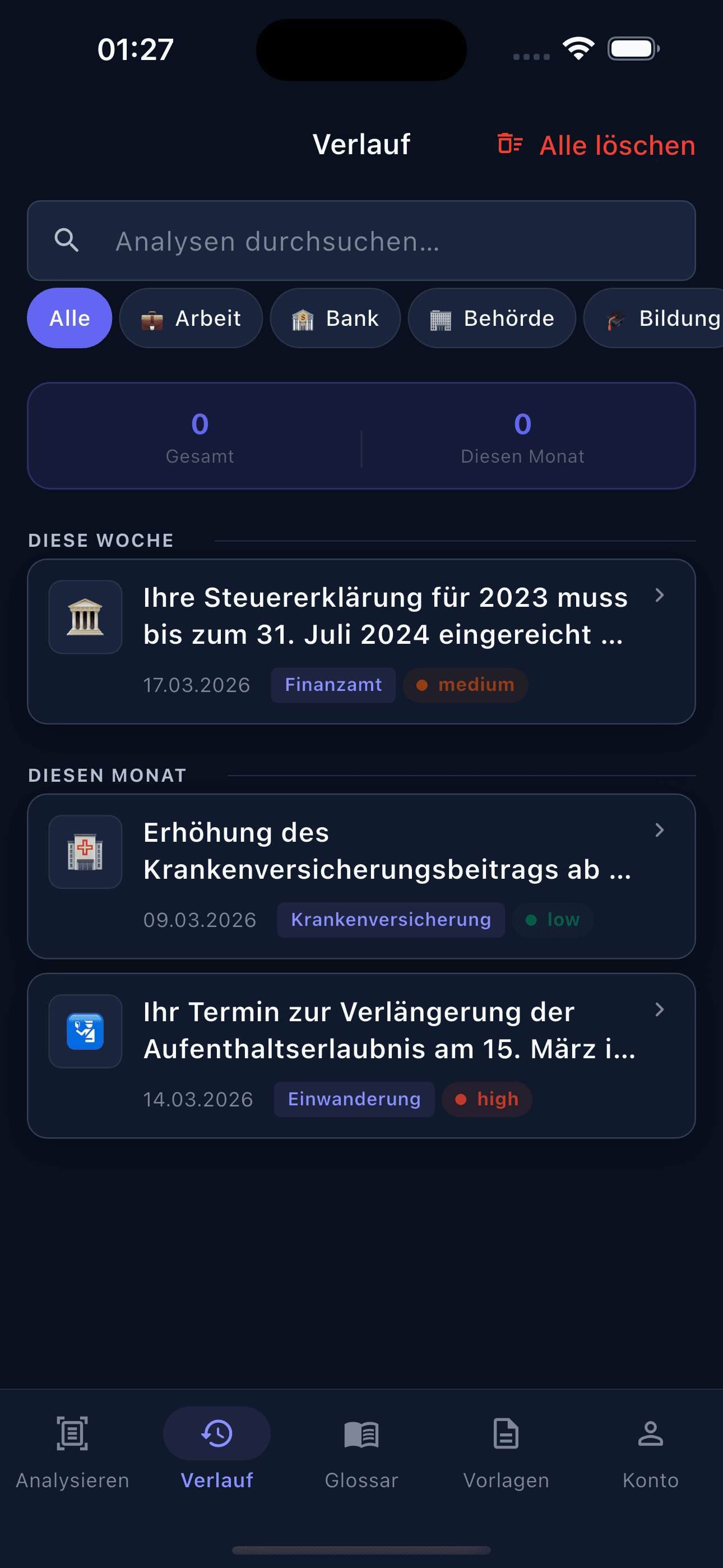 Alle Briefe, organisiert