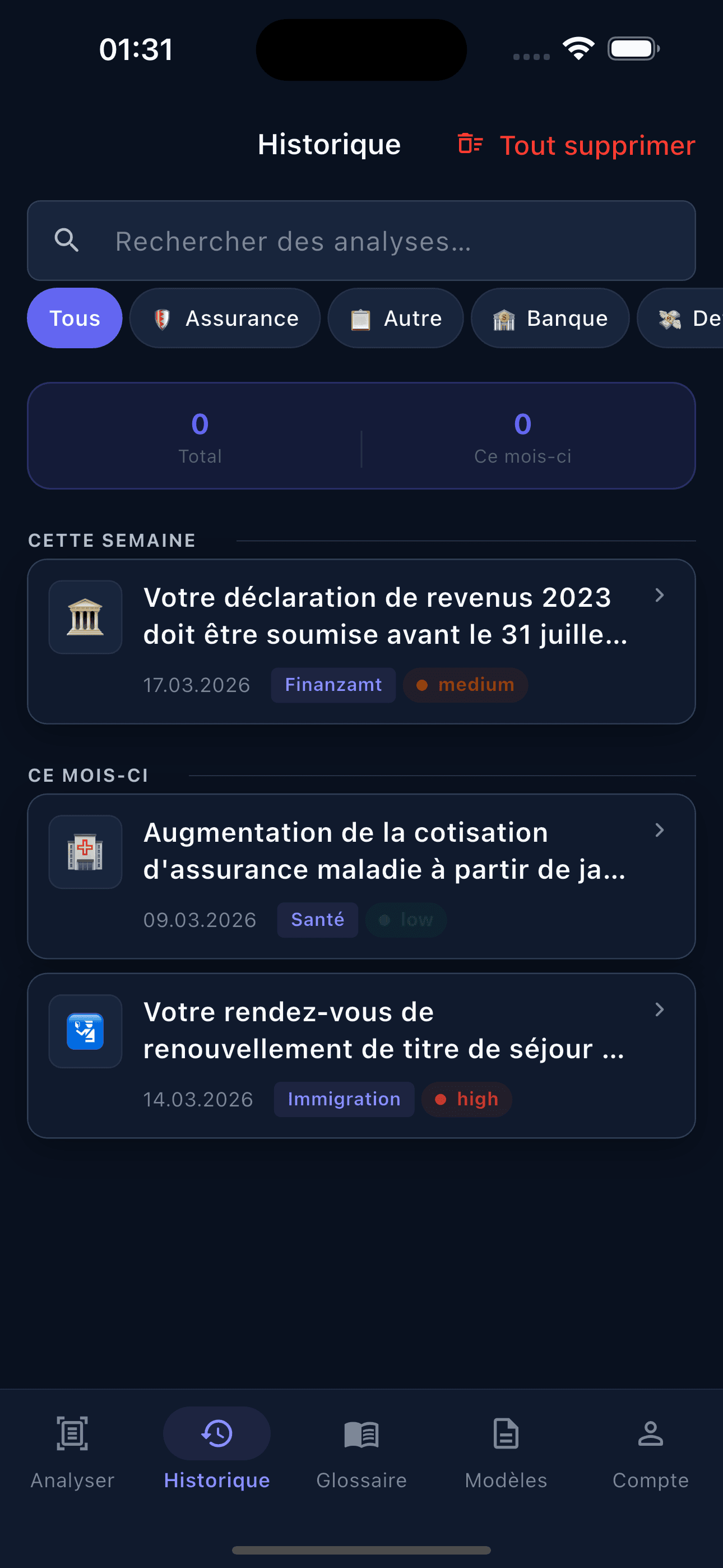 Toutes vos lettres, organisées