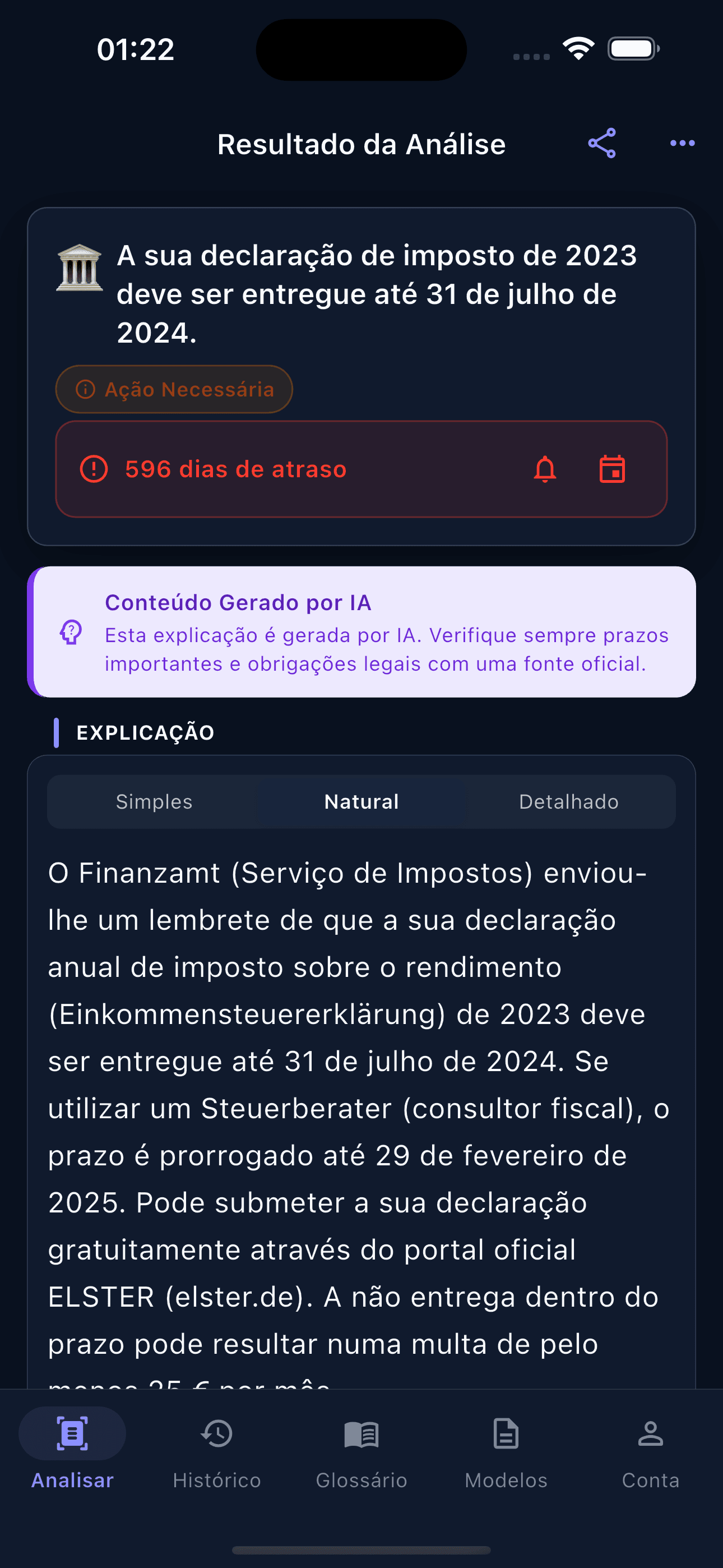 Explicação IA instantânea