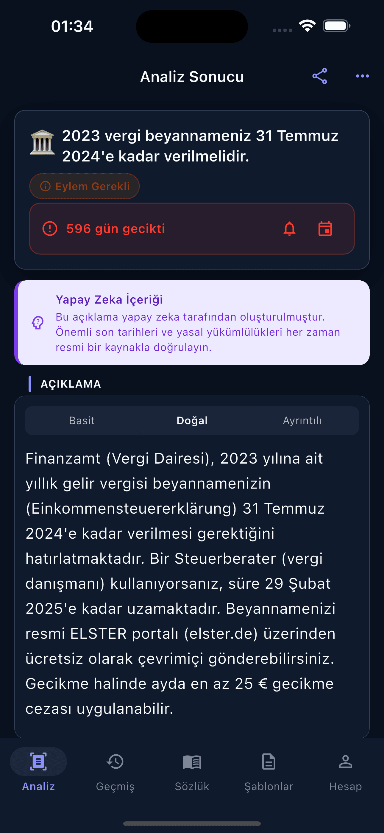Anında yapay zeka açıklaması